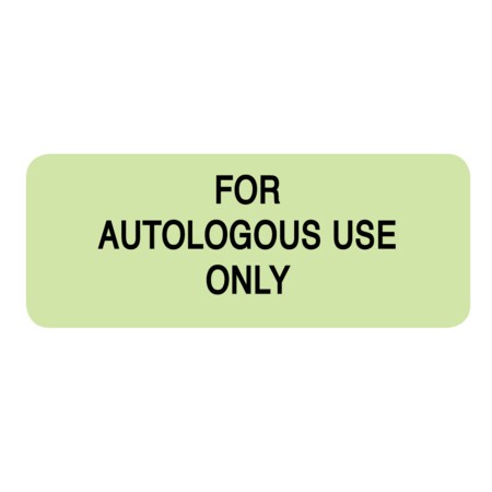 Nevs Label, For Autologous Use Only 7/8" x 2-1/4" Green w/Black LBW-0010